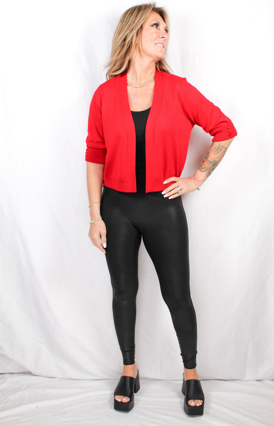 NS1430-R - Red - Elbow Sleeve Shrug - Buttons A2947 - Pack
