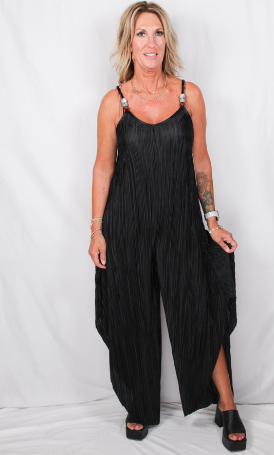 EE786GV68-B - Black - V-Neck Flowy Leg Jumpsuit A2993 - Pack