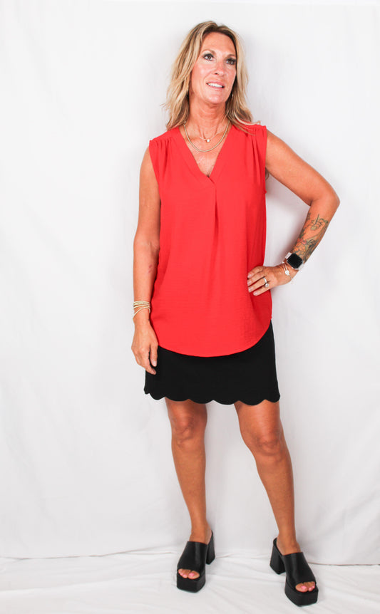 NT1310-L - Lipstick - Sleeveless Inverted Pleat Blouse A2998 - Pack