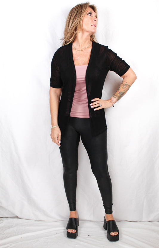 J2S244035-B - Black - Short Sleeve Cardigan A3024 - Pack
