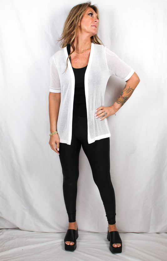 J2S244035-W - White - Short Sleeve Cardigan A3025 - Pack
