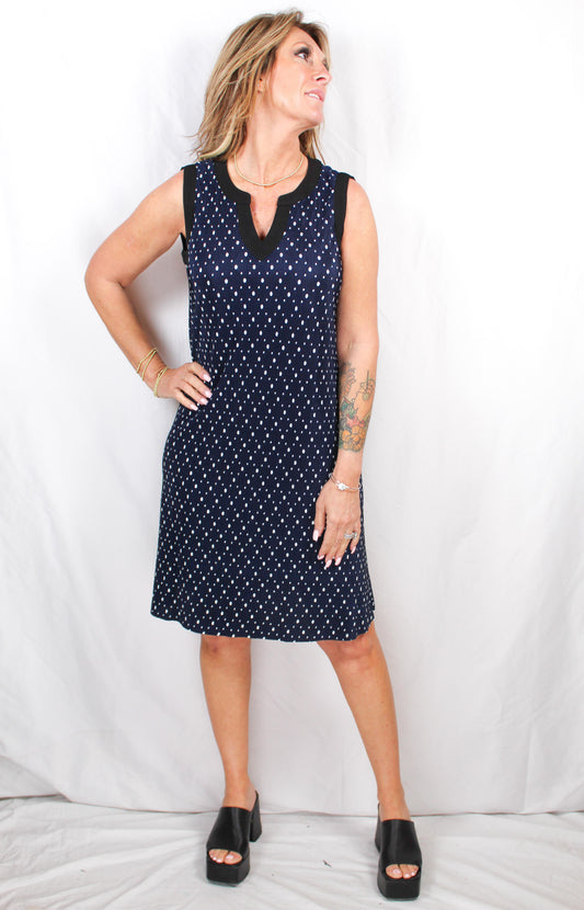 L7806BF-N - Navy White Dots - Sleeveless Dress A3039 - Pack