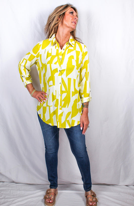 MAX66L80-I - Ivory Gold - Button Front 3/4 Sleeve Blouse A3092 - Pack