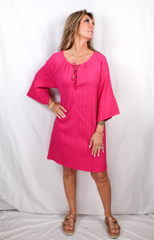 D01202352-C - Cerise - Elbow Sleeve Dress A3103 - Pack