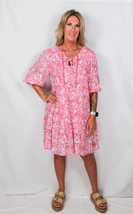 LB9720-P - 4350 Pink White - Crochet Trim Dress A3126 - Pack