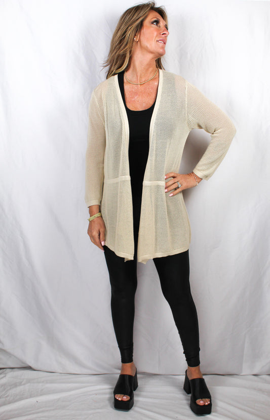 J2S58223-C - Cappuccino - Open Cardigan Tie Front A3193 - Pack