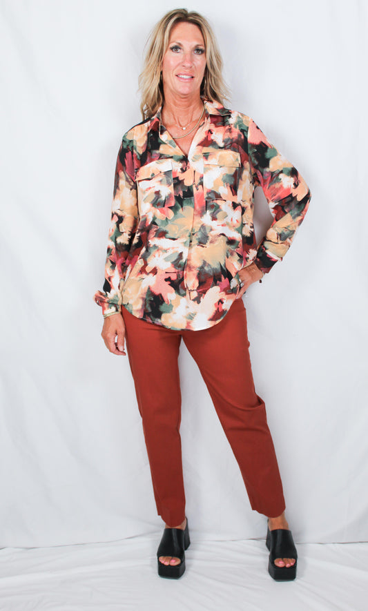ST815055H-R - Russet Black - 2 Pocket Inverted Pleat Blouse A3302 - Pack