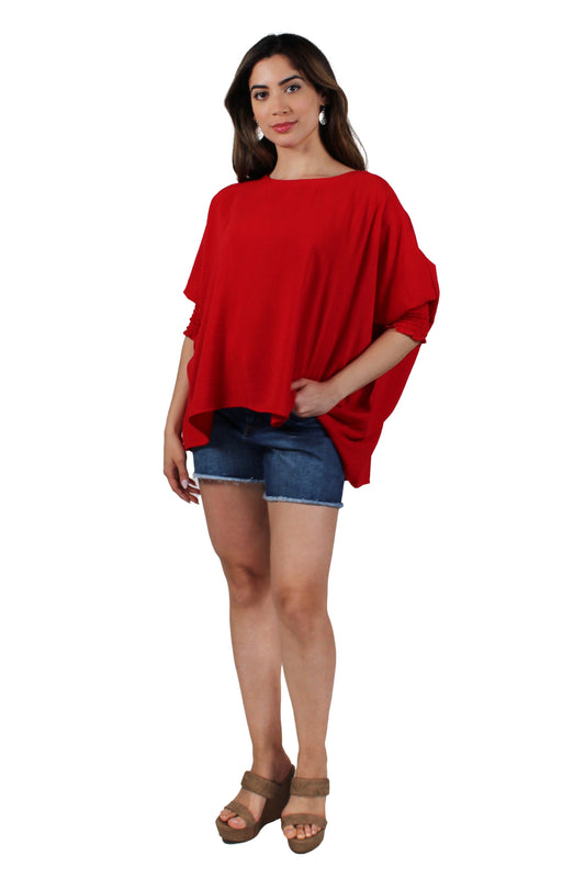 NT1355-L - Lipstick - Smock Cuff 3/4 Sleeve Blouse A3344 - Pack