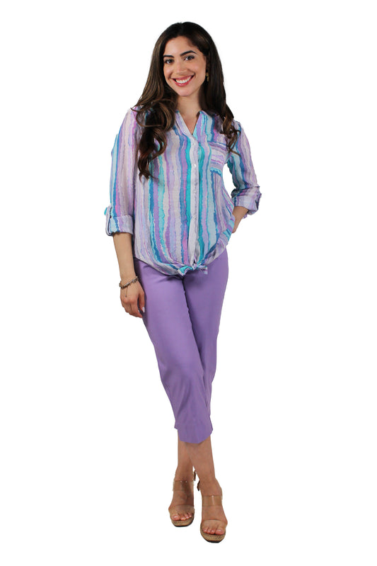 ST834NXB1-5-L - Lapse Orchid - Long Sleeve Button Front Blouse A3354 - Pack
