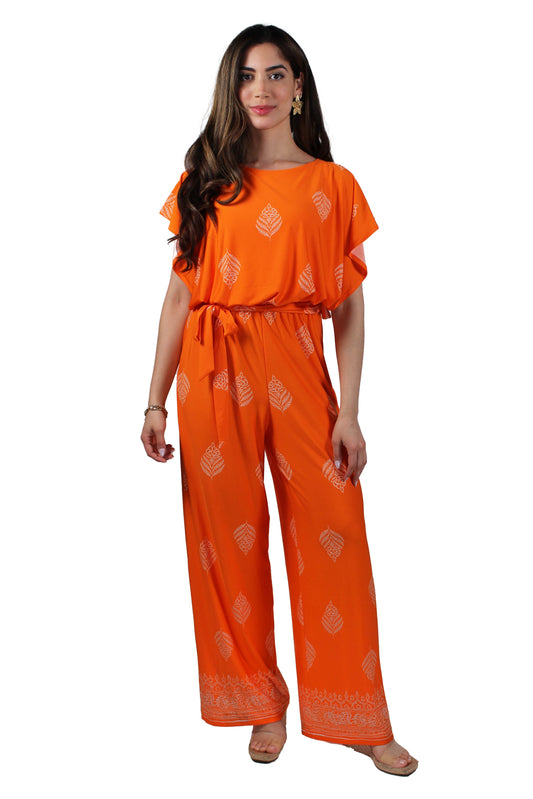 D480286-O - Orange - Cap Sleeve Orange Jumpsuit A3431 - Pack