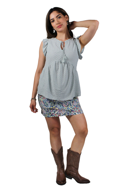 MJ967A77F-M - Metal - Tie Neck Cap Sleeve Top A3449 - Pack