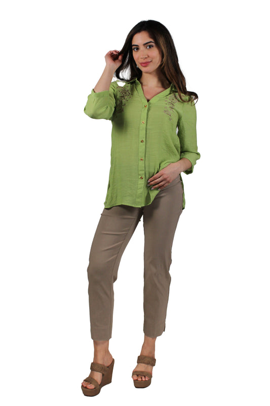 LW00610409-L - Leaf - Embroidered Sleeve Tunic A3509 - Pack