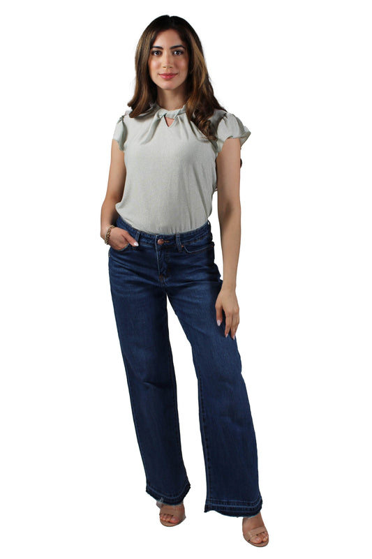 RY024Y805-S - Silver Blue - Knit Pleat Sleeve Top A3511 - Pack