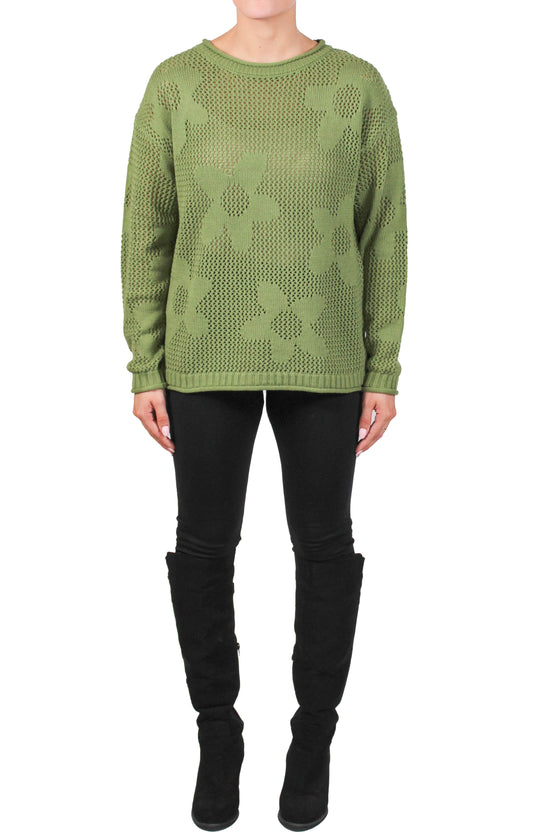 NS1674-BA - Basil - Mesh Flower Sweater A3567 - Pack