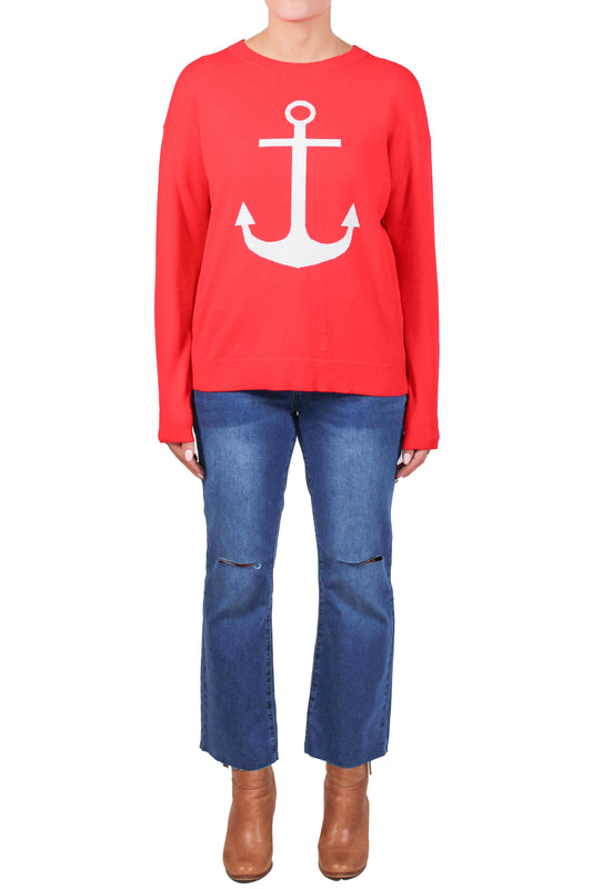 NS2091-R - Red - Long Sleeve Crew V-Neck Anchor A3571 - Pack