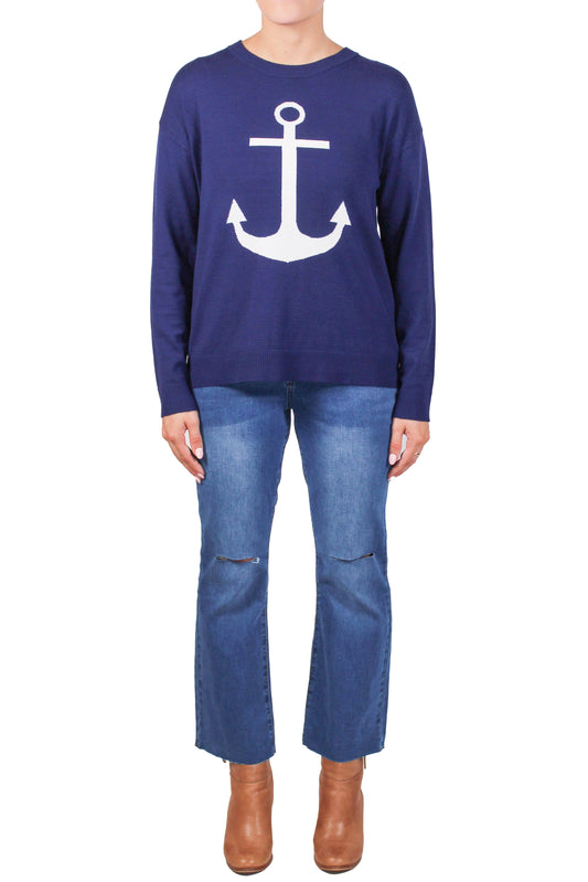 NS2091-N - Navy - Long Sleeve Crew V-Neck Anchor A3572 - Pack