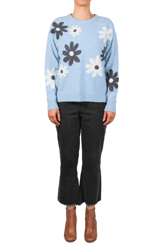 NS1558-P - Powder Blue - Long Sleeve Flower Sweater A3576 - Pack