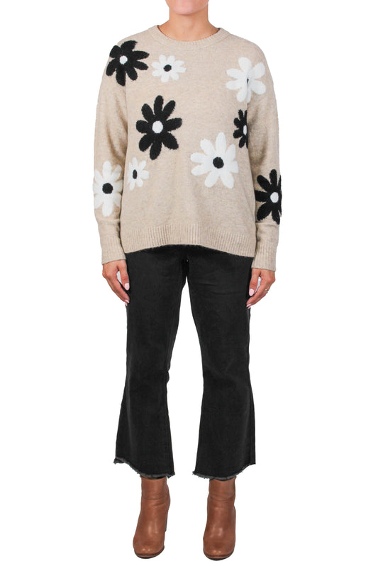 NS1558-O - Oatmeal Heather - Long Sleeve Flower Sweater A3577 - Pack