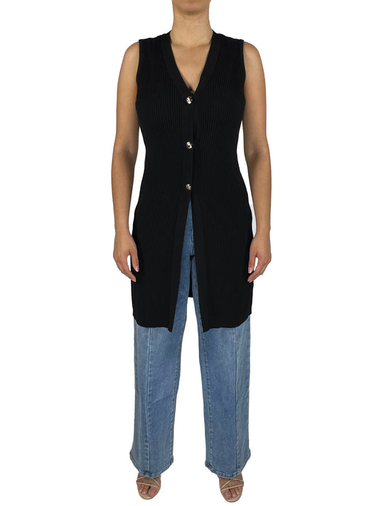 CGSW01446M-B - Black - 3 Button Long Vest A3583 - Pack