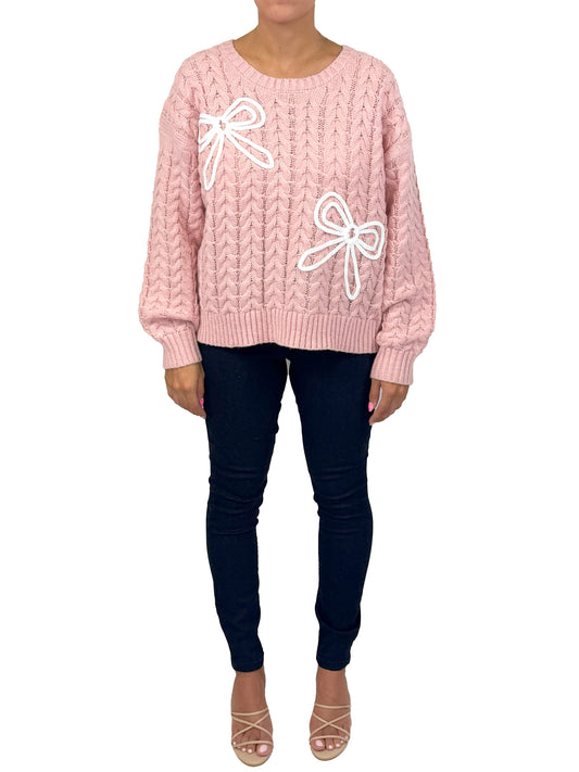 HAI6610-P -  - Cable Soutache Bow Sweater A3641 - Pack