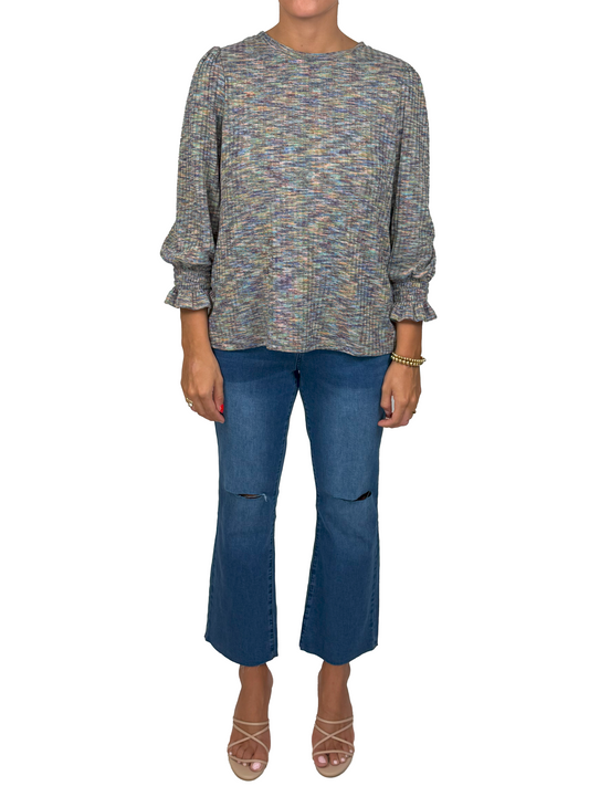 ST83JM152-M -  - Milano Rib Knit Long Sleeve Elastic Bottom Top A3651 - Pack