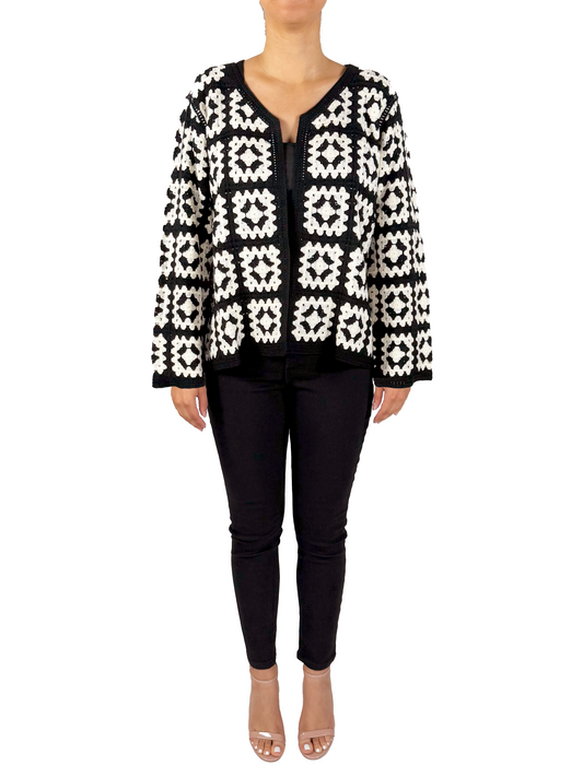 SB1906-B - Black - Crochet Cardigan A3775 - Pack