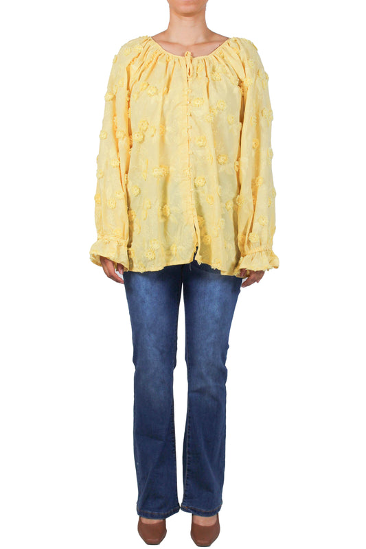 SB1563X-Y - Yellow - Long Sleeve Belmont Tassle Blouse A3697 - Pack