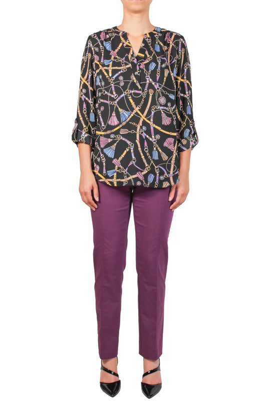 ST815OUP44-BF - Black Beauty Fuschia - Long Sleeve Abstract Print Blouse A3719 - Pack