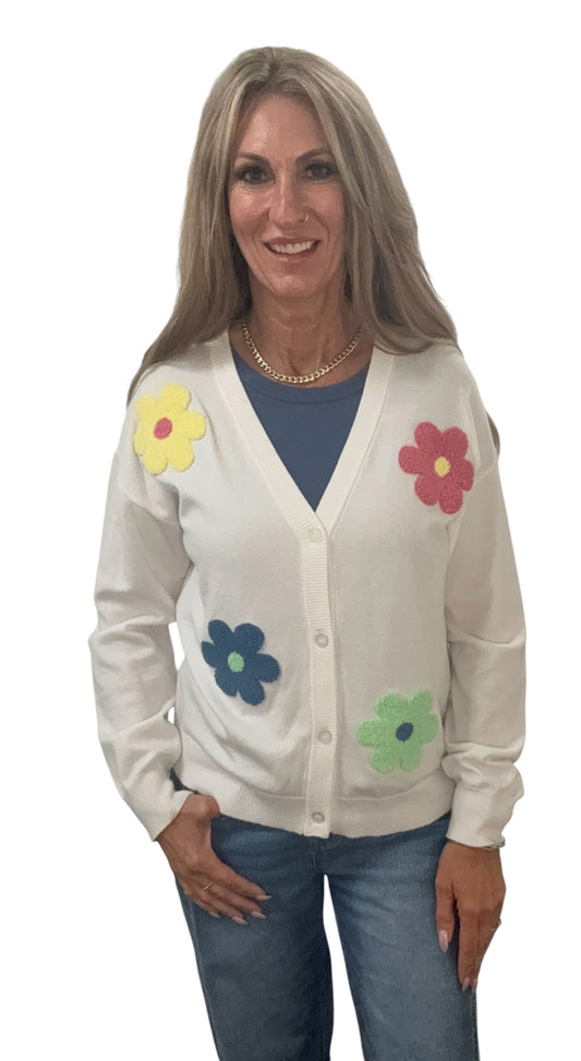 NS2260-W - White - Cardigan Flower A3765 - Pack