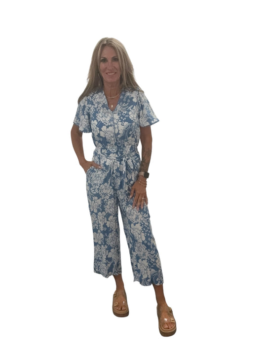 Y322066R23-D -  - Floral Short Sleeve Cropped Jumpsuit A3823 - Pack