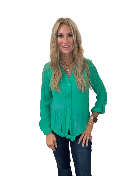 ST81JQXB1-6-S - Simply Green - 1 Pocket Long Sleeve Blouse A3876 - Pack