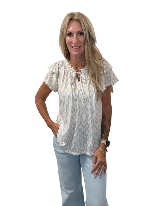 AM0025AA72-A - Almond Combo - Double Ruffle Sleeve Top A3923 - Pack