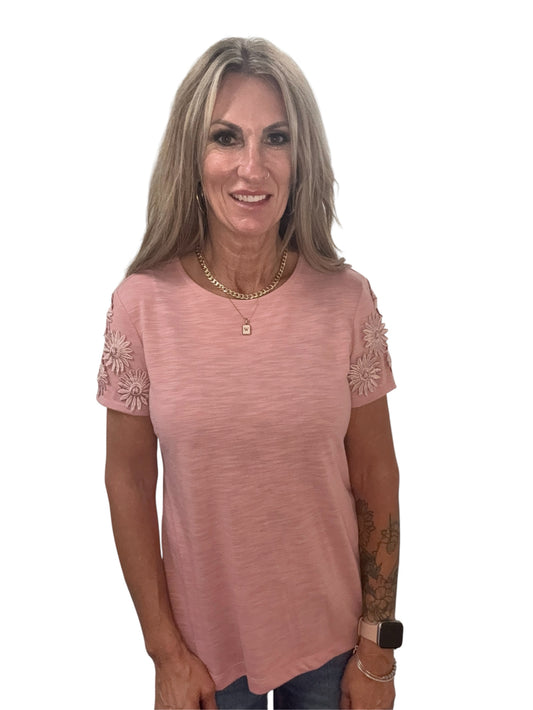 AM002IAA20B-R - Rosette - Short Sleeve Top With Applique Trim A3924 - Pack