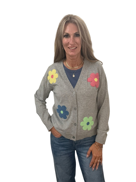 NS2260-G - Heather Grey - Cardigan Flower A3930 - Pack