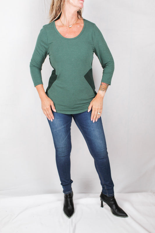 224536M-F - Forest Green - 3/4 Sleeve Top - A518 - Pack