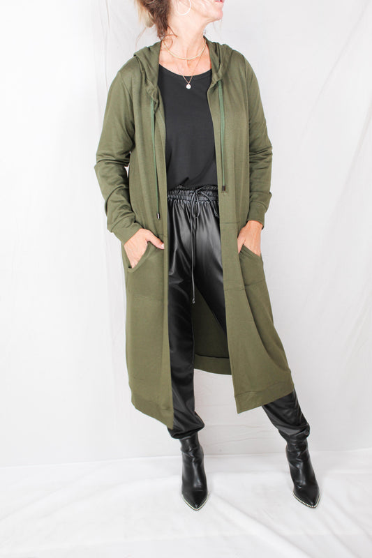 K121803-O - Olive - Duster Hooded A731 - Pack