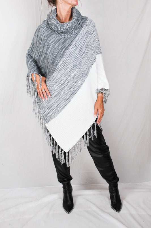 FS50065-G - Grey - Fringe Poncho A766 - Pack