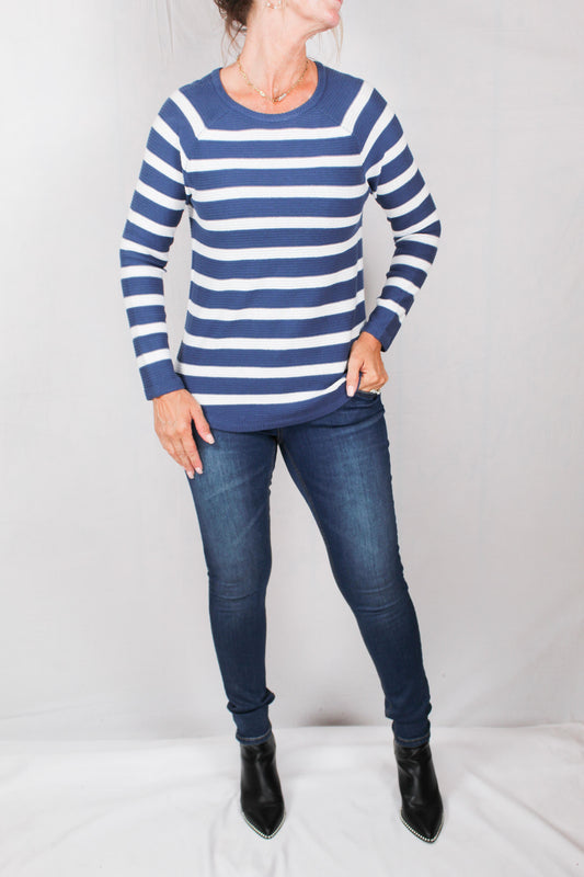 F21141-BL - Blue Powder - Stripe Long Sleeve Sweater A768 - Pack