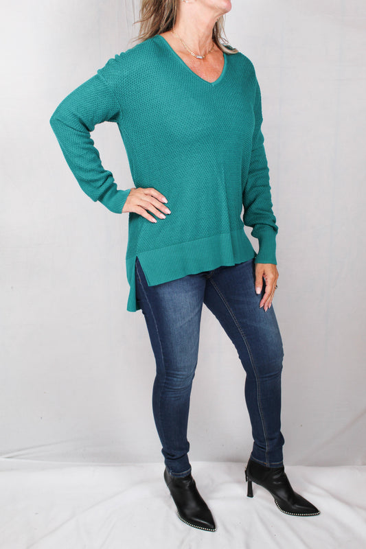 F21150-TE - Teal - V-Neck Sweater A777 - Pack