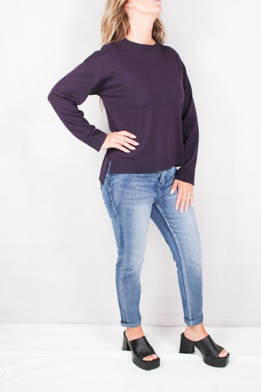 F21601-E - Eggplant - Hi-Low Sweater A778 - Pack