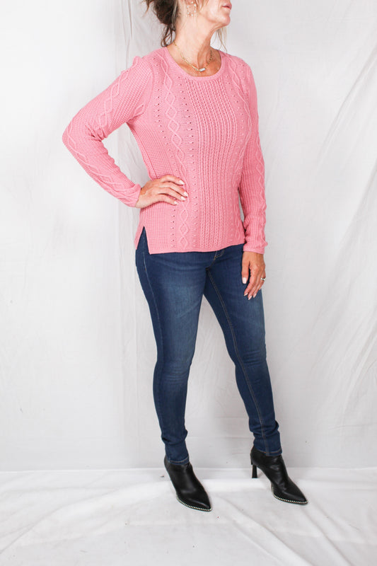F21310-W - Winter Pink - Cable Sweater A779 - Pack