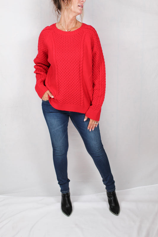 F21651-R - Red - Cable Sweater A786 - Pack