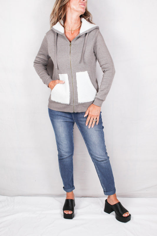 21M-F2116-G - Grey (Crocodile) - 2 Pocket Fleece Hoodie A797 - Pack