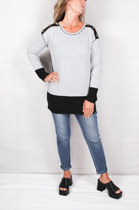 FK60042-G - Grey Combo - Two Tone Hacci Sweater A830 - Pack