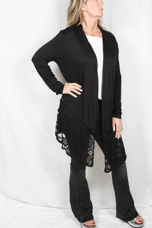 FP35712-B - Black A - Plus Cardigan With Ace Hem A842 - Pack