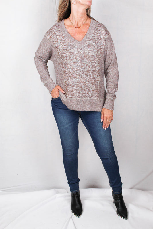 CG1R848-B - Brown Heather - V-Neck Sweatshirt A872 - Pack
