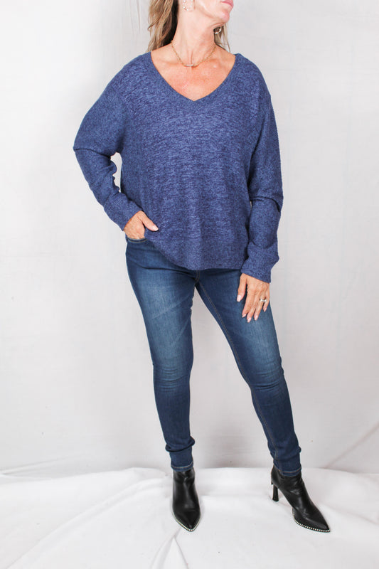 CG1R848-M - Melange Deep River - V-neck Sweatshirt A873 - Pack