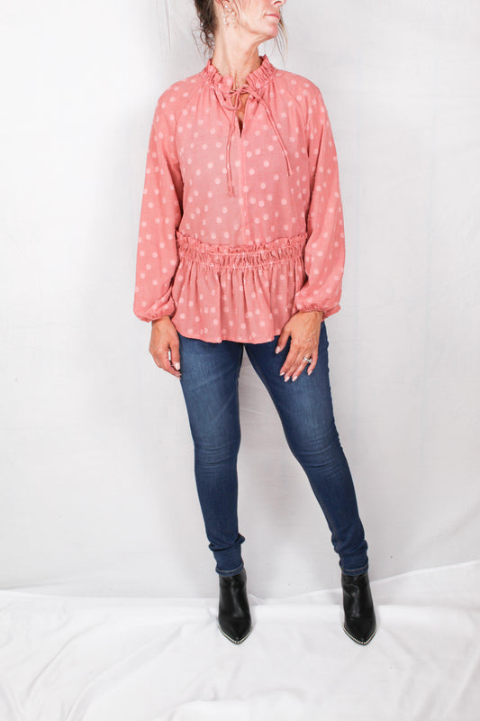 ST81804Z1-B - Black - Clip Dot Ruffle Blouse A947 - Pack