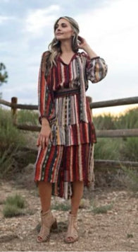 VIC3054WD-R - W/OL - Multi Print Sleeve Dress A3315 - Pack