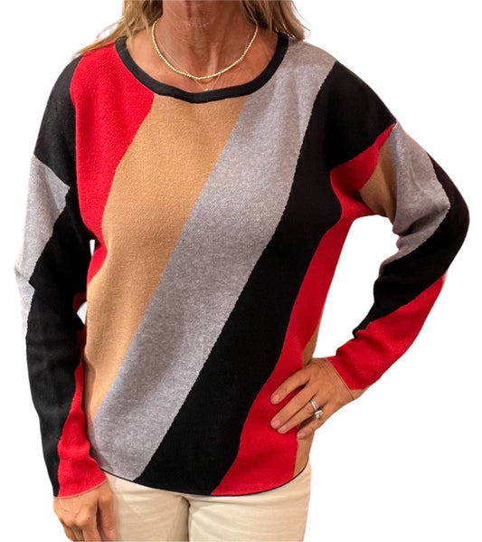 NS1517-O - Orange Combo - Long Sleeve Color Block Dolman A3259 - Pack